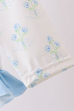 Load image into Gallery viewer, Blue I love MOM embroidery hydrangea rashgaurd