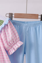 Load image into Gallery viewer, Pink princess smocked gingham ruffle pants set