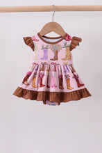 Load image into Gallery viewer, Pink floral boots bamboo ruffle bubble