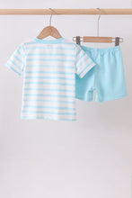 Load image into Gallery viewer, Blue stripe goose applique shorts set