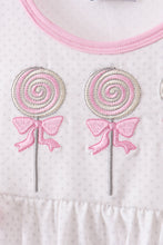 Load image into Gallery viewer, Pink lollipop embroidery ruffle shorts set