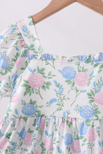 Load image into Gallery viewer, Blue floral print ruffle mom&me dress