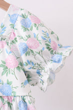 Load image into Gallery viewer, Blue floral print ruffle mom&me dress