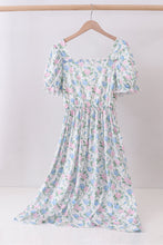 Load image into Gallery viewer, Blue floral print ruffle mom&me dress