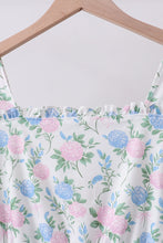 Load image into Gallery viewer, Blue floral print ruffle mom&me dress