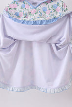 Load image into Gallery viewer, Blue floral blessed embroidery ruffle cover up