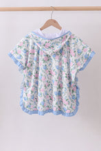Load image into Gallery viewer, Blue floral blessed embroidery ruffle cover up