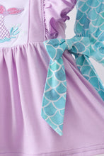 Load image into Gallery viewer, Purple mermaid embroidery ruffle bloomer set