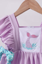 Load image into Gallery viewer, Purple mermaid embroidery ruffle bloomer set