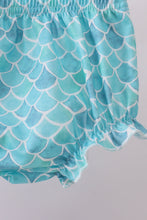 Load image into Gallery viewer, Purple mermaid embroidery ruffle bloomer set