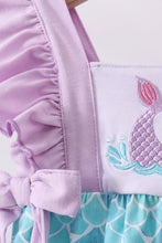 Load image into Gallery viewer, Purple mermaid embroidery ruffle bubble