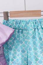 Load image into Gallery viewer, Purple mermaid embroidery ruffle shorts set