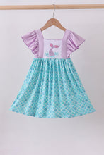 Load image into Gallery viewer, Purple mermaid embroidery ruffle dress