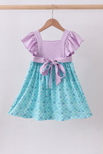 Load image into Gallery viewer, Purple mermaid embroidery ruffle dress