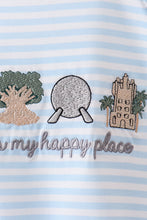 Load image into Gallery viewer, Blue this is my happy place embroidery stripe bubble