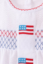 Load image into Gallery viewer, Pink flag smocked ruffle shorts set