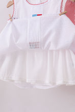Load image into Gallery viewer, Pink flag smocked ruffle shorts set