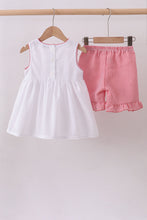 Load image into Gallery viewer, Pink flag smocked ruffle shorts set