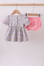 Load image into Gallery viewer, Summer garden smocked ruffle bloomer set