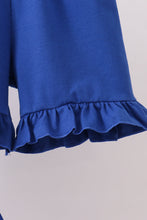Load image into Gallery viewer, Blue 1776 flag embroidery ruffle shorts set