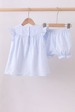 Load image into Gallery viewer, Blue duck embroidery stripe ruffle girl set