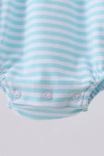 Load image into Gallery viewer, Blue octopus embroidery stripe ruffle bubble