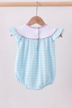 Load image into Gallery viewer, Blue octopus embroidery stripe ruffle bubble