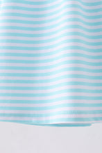 Load image into Gallery viewer, Blue octopus embroidery stripe ruffle dress