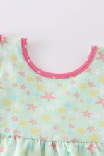 Load image into Gallery viewer, Platinum star print ruffle girl bubble