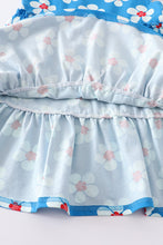 Load image into Gallery viewer, Platinum Blue & white floral print ruffle dress