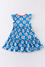 Load image into Gallery viewer, Platinum Blue & white floral print ruffle dress