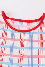 Load image into Gallery viewer, Platinum Blue & white floral print ruffle plaid dress