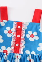 Load image into Gallery viewer, Platinum Blue & white floral print ruffle strap dress