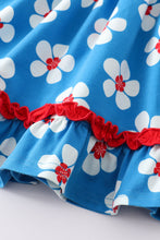 Load image into Gallery viewer, Platinum Blue & white floral print ruffle strap dress