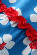 Load image into Gallery viewer, Platinum Blue & white floral print ruffle strap dress