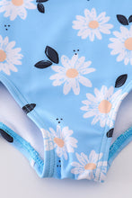 Load image into Gallery viewer, Blue daisy print one-piece girl swimsuit UPF50+