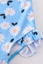 Load image into Gallery viewer, Blue daisy print one-piece girl swimsuit UPF50+