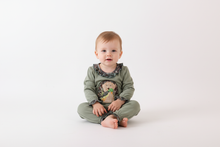 Load image into Gallery viewer, Camouflage dog hunting applique ruffle romper