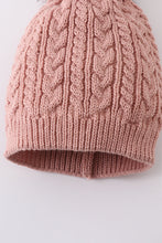 Load image into Gallery viewer, Dust rose cable knit pom pom beanie hat baby toddler adult
