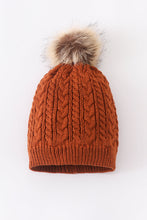 Load image into Gallery viewer, Rust cable knit pom pom beanie hat baby toddler adult
