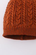 Load image into Gallery viewer, Rust cable knit pom pom beanie hat baby toddler adult
