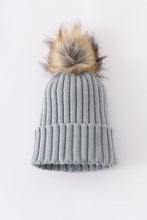 Load image into Gallery viewer, Sage knit pom pom beanie hat baby toddler adult
