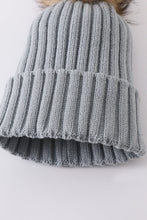 Load image into Gallery viewer, Sage knit pom pom beanie hat baby toddler adult
