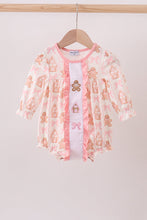 Load image into Gallery viewer, Pink gingerbread embroidery ruffle bubble
