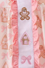 Load image into Gallery viewer, Pink gingerbread embroidery ruffle bubble
