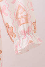 Load image into Gallery viewer, Pink gingerbread embroidery ruffle bubble
