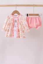Load image into Gallery viewer, Pink gingerbread embroidery ruffle bloomer set
