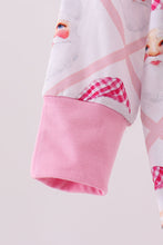 Load image into Gallery viewer, Pink santa claus bamboo ruffle zipper romper
