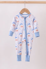 Load image into Gallery viewer, Blue santa claus bamboo zipper romper
