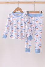 Load image into Gallery viewer, Blue santa claus bamboo pajama set
